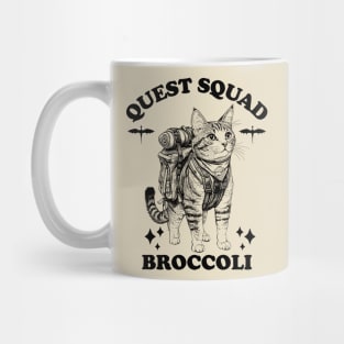 Quest Squad Broccoli Adventure Cat Fantasy Design Mug